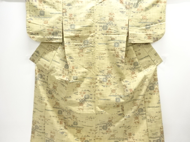JAPANESE KIMONO / HITOE TSUMUGI / WOVEN ABSTRACT SARASA 